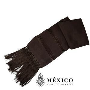 Brown mexican reboso  76  Lengh inches by 24.5 with  fringe is 7 inches